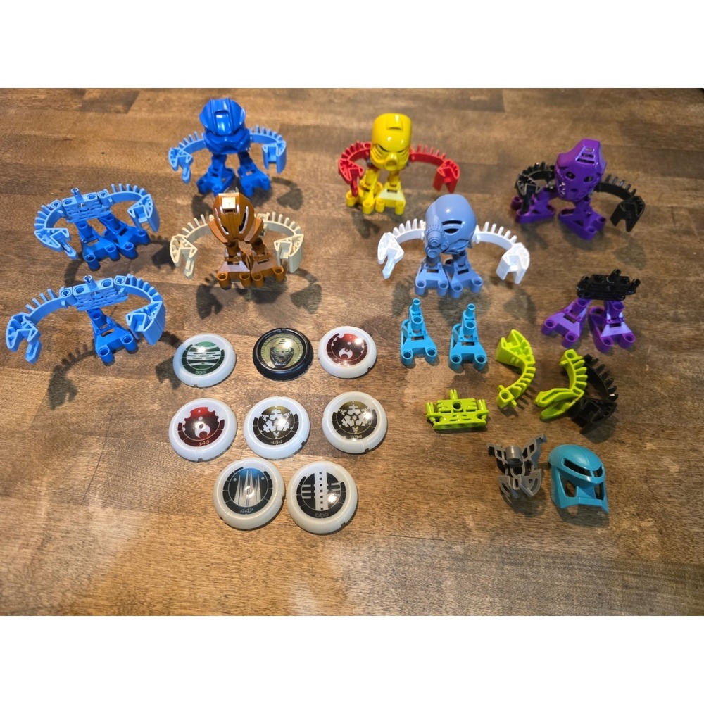 2001 McDonalds Lego Bionicle TOHUNGA Lot 5 Complete + 8 Discs + Parts!!
